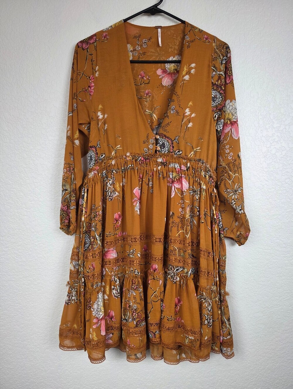 Free People Floral Mustard Dress XS